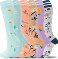 fenglaoda Compression Socks for Women Men Support Circulation 6 Pairs Socks For Nurse, Travel, Flight