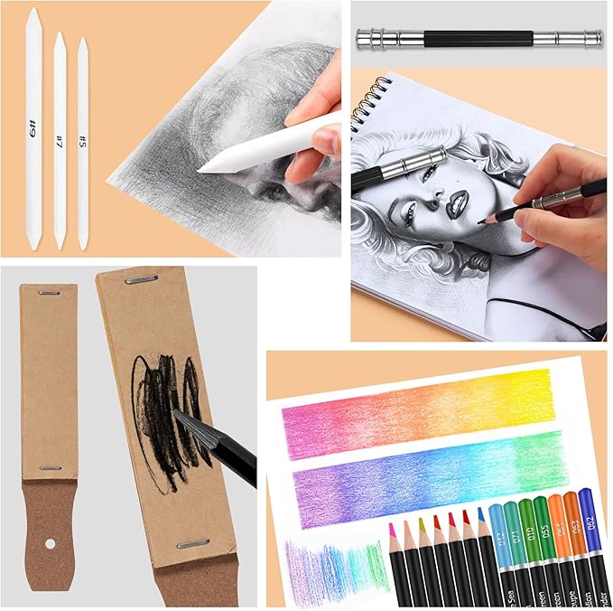 96pcs Colored Drawing Pencils Kit Sketching, Graphite Pencils With Convenient Case, Ideal School Art Supplies Gift for Artists Adults Teens Beginner, Ideal for Shading, Blending,Art Supplies Set,