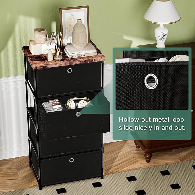 Fabric Storage Drawers Dresser and Chest of Drawers, Small Dresser with Drawers Unit, Sturdy 4 Drawers Dressers for Closet, Fabric Storage Bin Organizer, Closet Organizers and Storage