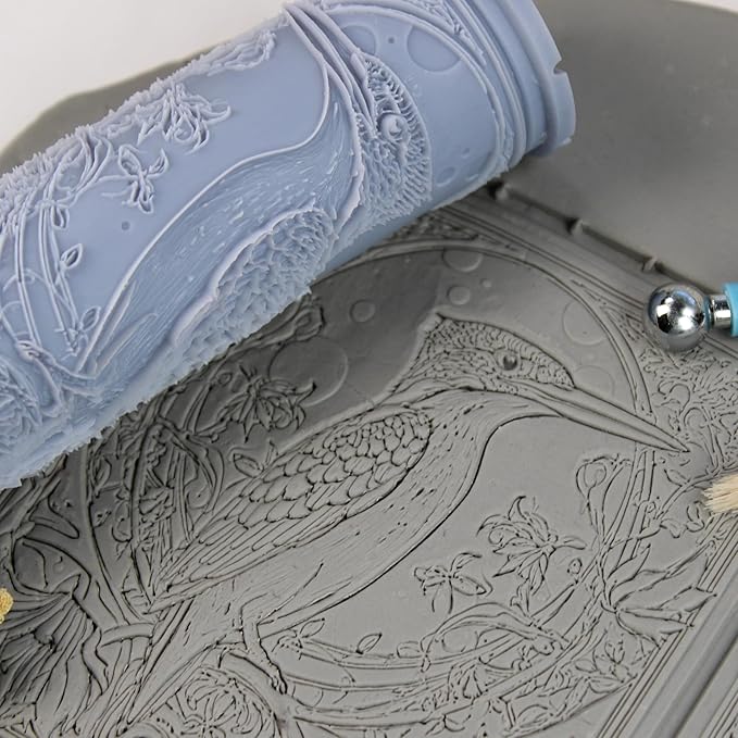 Kingfisher Clay Texture Roller (4") - Bird Set #02 - Embossing Pattern Roller for Polymer & Ceramic Clay, Pottery & Crafts