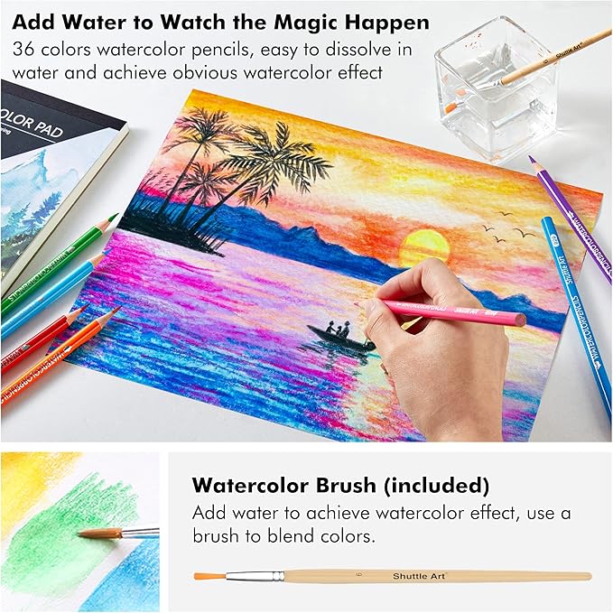 Shuttle Art Professional Drawing Kit, 123 Pieces of Drawing Pencils Set Includes Colouring Pencils, Watercolor, Charcoal, Graphite and Sketch, Ideal for Adults Children Artists