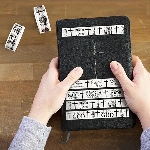 Janlaugh 24 Rolls Christian Washi Tape Gifts Bulk Religious Inspirational Scripture Supplies Blessed Bible Verse Washi Tape for Bible Journaling Study Crafting New Year DIY Gifts