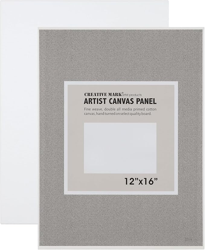 Creative Mark Cotton Canvas Panels 12x16-12 Pack - Professional Quality Fine Weave Acrylic Primed Artist Canvas Boards for Painting, Acrylics, Studios, & More