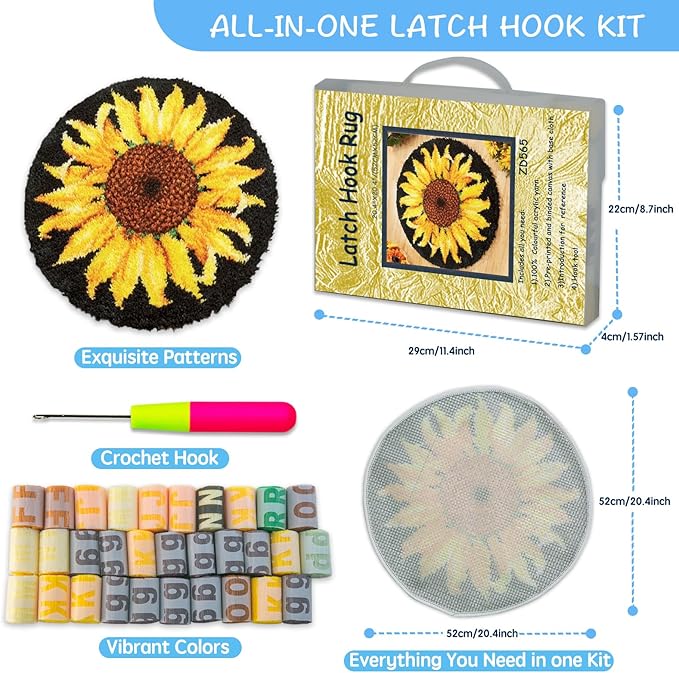 MIAOLLUN Latch Hook Kit Rug, Large Latch Hook Kits, Rug Making Kits DIY for Kids/Adults with Printed Canvas Pattern 43X25.5(109X65cm)