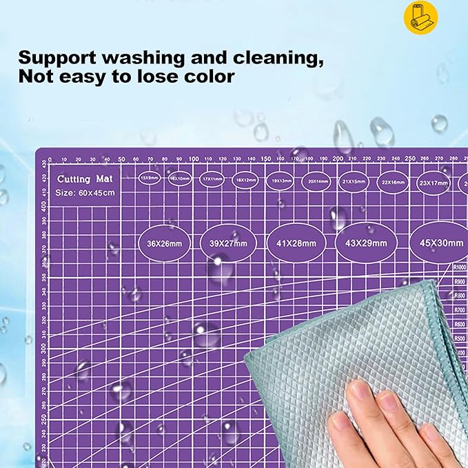 A5 Cutting Mat, Self Healing Sewing Mat, Craft Mat Double Sided 3-Ply Craft Cutting Board for Sewing Crafts Leather Fabric Scrapbooking Project Art Supplies, 8.6“ x 5.9”, Purple
