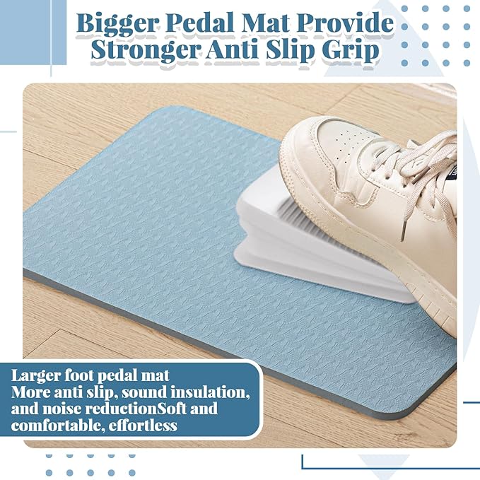 3 Pcs Sewing Machine Muffling Mat Pedal Mat Sewing Machine Pad No Slip Rubber Stay in Place Mats for Calms Vibration(Light Blue,15 x 20 Inch,14 x 9 Inch,14 x 11 Inch)