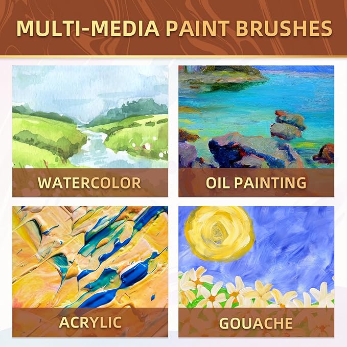 Falling in Art Dagger Paint Brush Set, 5 Pcs Professional Dagger Brush Watercolor, Pinstriping Striper Long Liner Brushes for Acrylic, Oil, and Gouache Painting