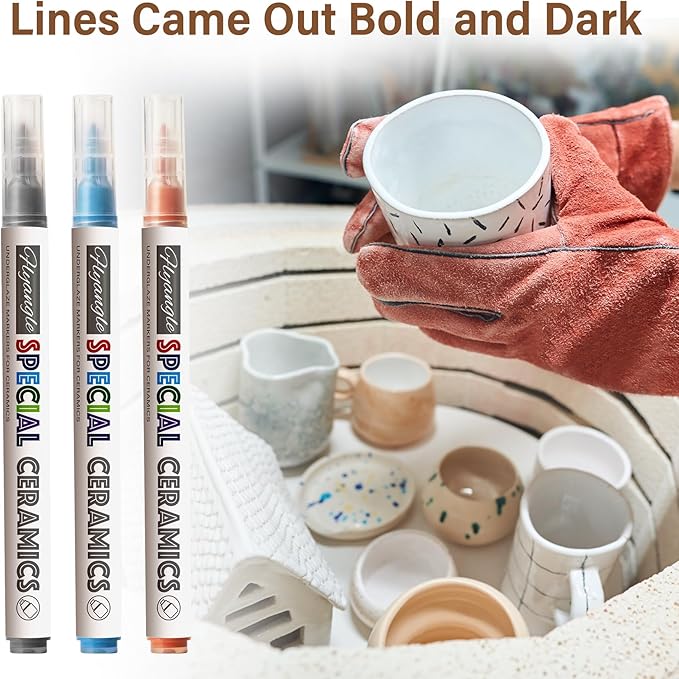Underglaze Pen for Ceramics, Underglaze Marker for Pottery Glaze, Pottery Pen, Porcelain, and DIY Ceramic Decorating - Black（Classic Hard Tip-1PK）