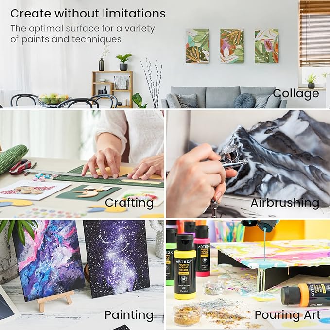 ARTEZA Canvas Boards for Painting, 5 x 7 Inches, Pack of 14, Blank White Small Canvas Panels for Acrylic, Oil and Gouache Painting