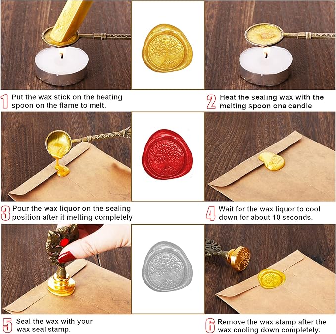 Quill Pen and Ink Set,Feather Pen Ink Set Includes Quill Pen and wooden dip pen,Ink,17 Replacement Nib,Pen Base,3 Wax Seal Sticks,Stamp,White Wax, Spoon,Envelope Letter Paper,envelope tool(Red)