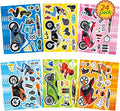24 Sheets Motorcycle Stickers for Kids, Make a Motocross Face Sticker, Make Your Own Dirt Motobike Stickers for Kids Party Favor Birthday Party Supplies Crafts
