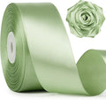 1-1/2 Inch Wide Sage Green Satin Ribbon, 50 Yards Solid Polyester Fabric Ribbon for Roses Making, Gift Wrapping, Valentine's Day, Wedding Decorations, Crafts, Bows
