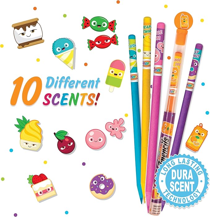 Colored Smencils - Patented Gourmet Scented Colored Pencils made from Recycled Newspapers, 10 Count, Gifts for Kids, School Supplies, Classroom Rewards