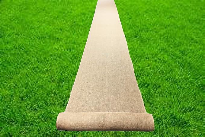 AAYU Burlap Fabric Aisle-Runner 34" by 60 feet Roll | 34 inch x 20 Yards | 10 oz | No Fray | Eco-Friendly, Natural Burlaps Roll | Landscaping Barriers | Gardening | Narrow Aisle Runner (60 feet)