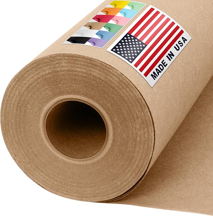 USA Made 36" x 1200" Brown Kraft Paper Roll, 45 lbs Thickness, American Quality Colored Paper Roll for Kids Crafts, Bulletin Board, School - Non-Toxic, Odorless, Safe for Kids