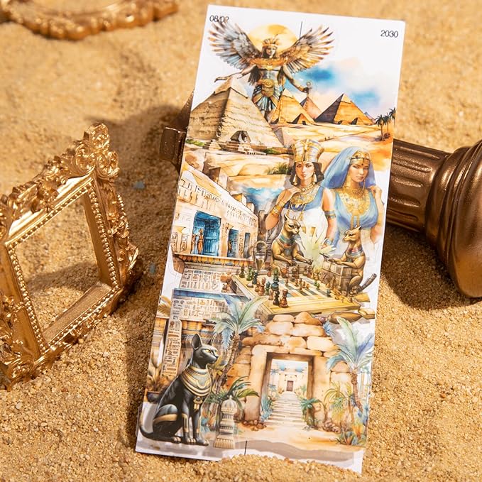 90PCS Ancient Egypt History Stickers – Waterproof Transparent Vintage Egyptian Mythology Scrapbook Stickers for Journaling,Planner,DIY Resin Crafts,Laptop,Phone Case,Decorative Aesthetic Art Decals