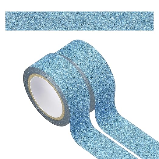 PATIKIL 2Roll Glitter Paper Washi Tape, Glitter Film Decorative Tape for DIY, Blue