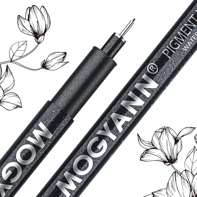Mogyann Drawing Pens Black Art Pens for Drawing 12 Size Waterproof Ink Pens for Artists Sketching, Manga, Writing