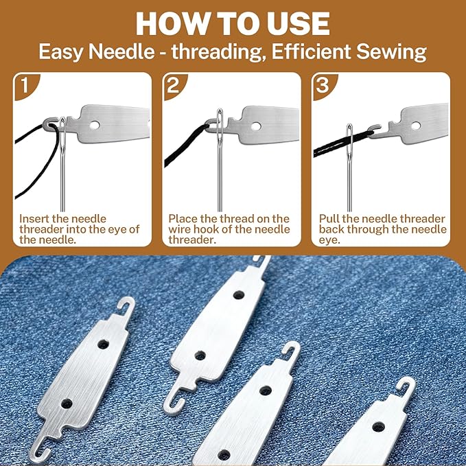 74PCS Sewing Tool Set, Large-Eye Steel Sewing Needle Kit—Includes Threader and Needle Repair Tools, Ideal for Beginners and Home Use.