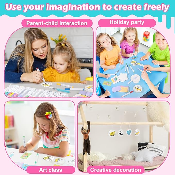 78 Pcs Magic 3D Foam Texture Painting Kit, Magic Puffy Paint Kit, Including 46 Pcs Foam Texture Paper, 24 Colors Acrylic Marker Pen, 4 Drawing Templates, 2 Water Brushes, Art Painting Kits