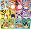 24 Sheets Dogs Make a Face Stickers, Make Your Own Dog Stickers for Kids, Animal Sticker for Birthday Gift Party Favors Supplies Teacher Art Craft, Games School Activity Reward
