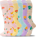 fenglaoda Compression Socks for Women Men Support Circulation 6 Pairs Socks For Nurse, Travel, Flight