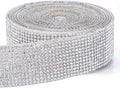 Novani Self Adhesive Rhinestone Ribbon, 1.14 Inch Wide 9 Yards 1 Roll, Silver Crystal Diamond Bling Strips for DIY Crafts, Home Decor, Glitter Glass Rhinestones Tape for Crafting, Car Decoration