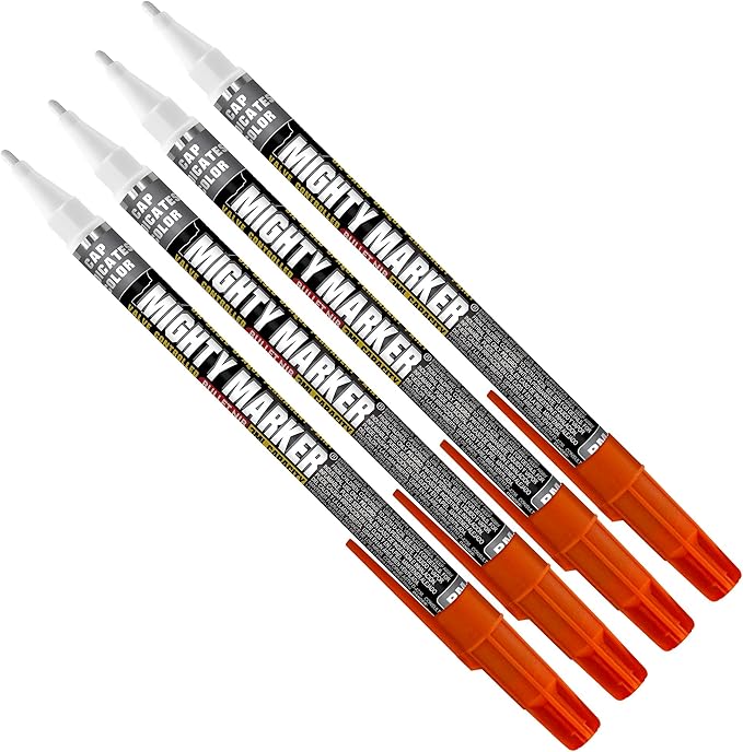 PM-92 Extra Fine Paint Marker, 4 Bonus Tips, 1.0 mm Tip, Xylene Based, Waterproof, Permanent, Valve Action, Manufactured in USA, Orange 4 Pack