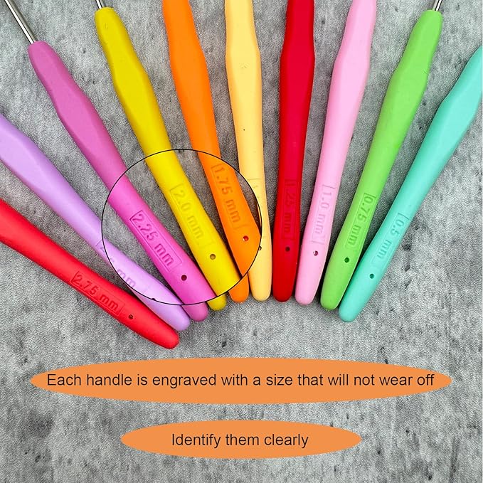 Mdoker 2PCS Small Size Crochet Hook Ergonomic Handle Crochet Hook Needles for Arthritic Hands,Thread Crochet Steel Lace Hooks Size 0.5mm