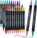 30 Colors Waterproof Dual Tip Acrylic Paint Markers, Dot & Fine Tip Premium Coloring Drawing Paint Pens Set for Paper, Rock, Wood, Canvas, Glass, Ceramic Surfaces and DIY Crafts Art Supplies