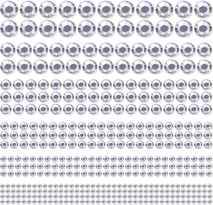 1980Pcs Self Adhesive Clear Rhinestones Stickers, Shynek Stick on Rhinestone Gems face Jewels for Hair, Face, Makeup, Crafts, 6 Sizes