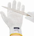 Dowellife Level 8 Reinforced Cut Resistant Gloves, Food Grade, Knife Safety Gloves for Meat Cutting, Oyster Shucking, Fish Fillet, Kitchen Slicing and Wood Carving, White, Large
