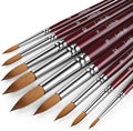 Sable Hair Watercolor Brushes Professional,9pcs Mop Round Fine Tip Detail Watercolor Paint Brush Set,Ideal for Gouache Acrylic Ink Painting