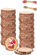 Wood Slice Ornaments 54 Pcs 2.4-2.8 Inches,Unfinished Natural Wood Cookies,Predrilled with Hole Wood Slices for Crafts,Christmas Ornaments Wedding Decorations etc. ﻿