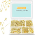 Safety Pins Assorted, 340 Pack 5 Different Sizes Small and Large Safety Pin for Clothes Costume Sewing, Nickel Plated Steel, Arts and Crafts Supplies, Gold