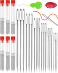 FIVEIZERO 60 PCS Steel Needles for Hand Sewing, Large Eye Sewing Needles Set with 6 Sizes, Stainless Steel Hand Quilting & Leather Embroidery Needles Includes Threaders for Arts & Crafts