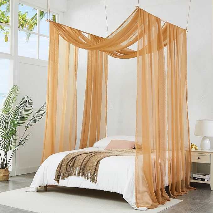 Warm Home Designs Wedding Arch Draping Fabric Bundle - 2 x 144 Inch (12 Feet) Scarves in Caramel Gold Fabric for Wedding Ceremony or Decoration. AD Golor & Gold 144”