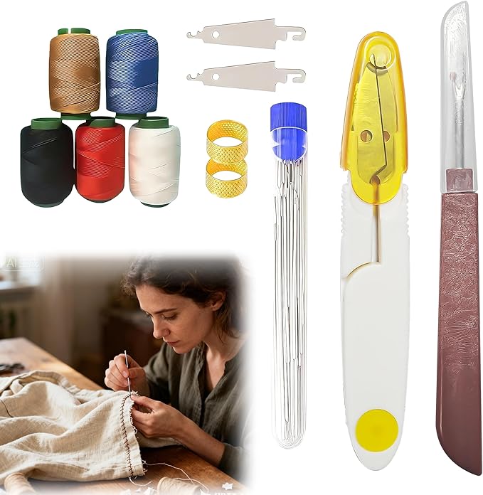 HMMIA Big Eye Steel Sewing Needles Kit, 36PCS Stainless Steel Needles for Hand Sewing, Long & Thin DIY Handmade Quilting Needle Set for Handcraft Lovers, Upholstery Repair Kit