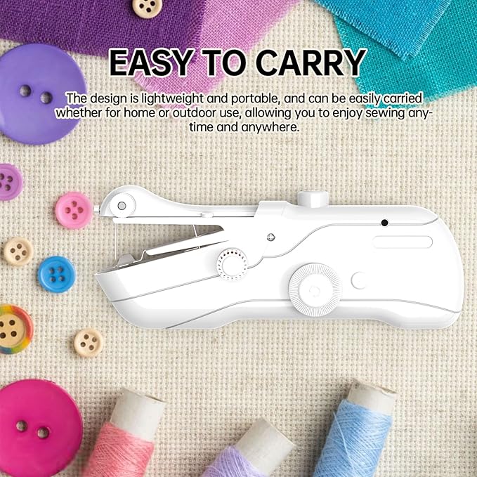 Beginner's Sewing kit with Storage Handheld Sewing Machine, Portable Sewing Machine with Storage, Electric Switch, Two Speed Modes,Easy to Operate.Sewing Machine for Beginners.White with Accessories.