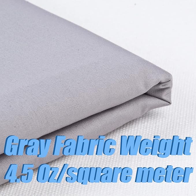 2 Yard Gray Cotton Fabric,Natural Cotton Poplin Fabric by The Yard, 59 Inches Wide 100% Cotton Fabric,Soft Embroidery Muslin Quilting Material for Sewing Material Apparel Cloth