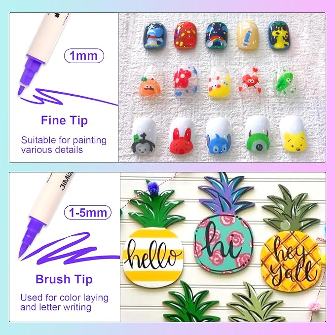 FUMILE 28 Colors Dual Tip Acrylic Paint Marker, Paint Pens paint Markers Fine Tip and Brush Tip for Rock,Wood,Plastic,Glass,Ceramic,Canvas.Acrylic Markers for Adult Coloring Book and Cards