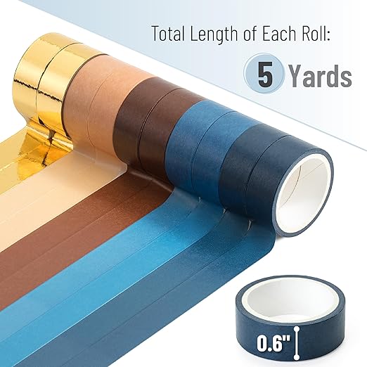 Mr. Pen Washi Tape Set, 10 Rolls, Terra Nova Palette, Decorative Tape, Scrapbook Tape, Craft Tape