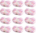 HOMBYS 12 Pack Giant Chunky Yarn for Crocheting & Knitting, Super Bulky Soft Fluffy Tie Dye Plush Fuzzy Mixed Color Thick Chenille Yarn (Pink, Purple)