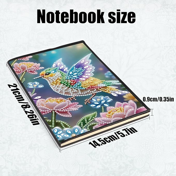 DIY Diamond Painting Notebook Kit, Theme of Birds, Special Shaped Diamond Art Notebook Journal Sketchbook for Writing & Drawing