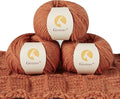 100% Merino Wool Yarn, 3-Ply Luxurious and Soft Yarn for Hand Knitting & Crocheting (Amber, 3Balls)