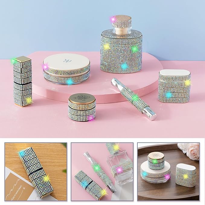 Rhinestone Ribbon Self Adhesive Crystal Rhinestones, 6-Yard Bedazzling Strips, 6-Rolls Rhinestone Strips for DIY Craft, Rhinestones Tape Self Adhesive, AB Crystal Color