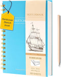 Yoment 5.5" x 8.5" Sketch Book Small Sketchbook for Drawing 100 Sheets Hardcover Spiral Sketch Pad for Kids(68lb/100gsm) Art Sketchbook Drawing Blank Paper Book for Beginners Artists with Pencil Blue
