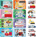 DUJAA 24 Sheets Vehicle Stickers for Kids, Make Your Own Police Car, Ambulance, Truck, Train, Motorcycles Engineering Vehicle Stickers for Toddlers, Brithday Party Supplies Classroom Teacher Reward
