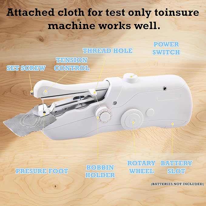 Handheld Sewing Machine, Mini Portable Electric Quick Sew Sewing Machine, Sewing Machines for Beginners, Easy To Use Suitable for Sewing Clothes, Fabrics, Curtains, Family Travel (White-1)