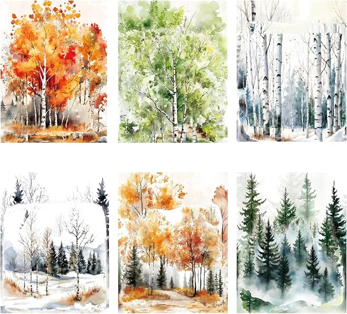 120 Pieces Botanical Tree-Themed PET Sticker, Pine Tree Forest Scenery Aesthetic Stickers for Scrapbooking, Journaling, Creative Journal Supplies and DIY Crafts